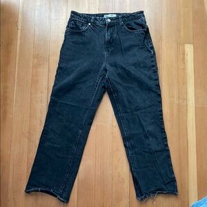 ZARA High Rise Straight Jeans Washed Black Denim Jeans